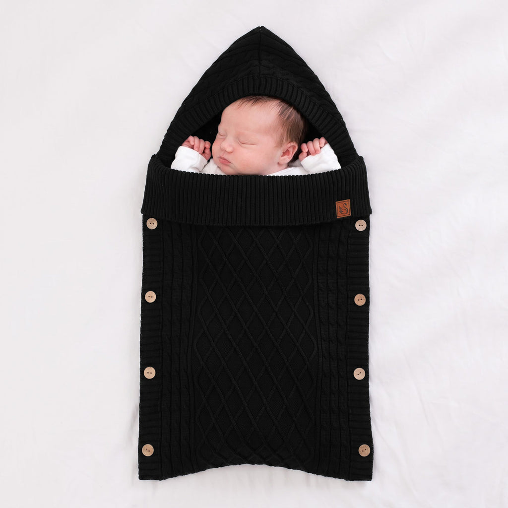 Cable Knit Baby Sleep Sack in Black