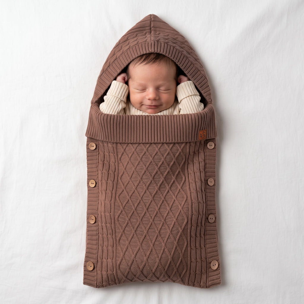 Cable Knit Baby Sleep Sack in Mocha