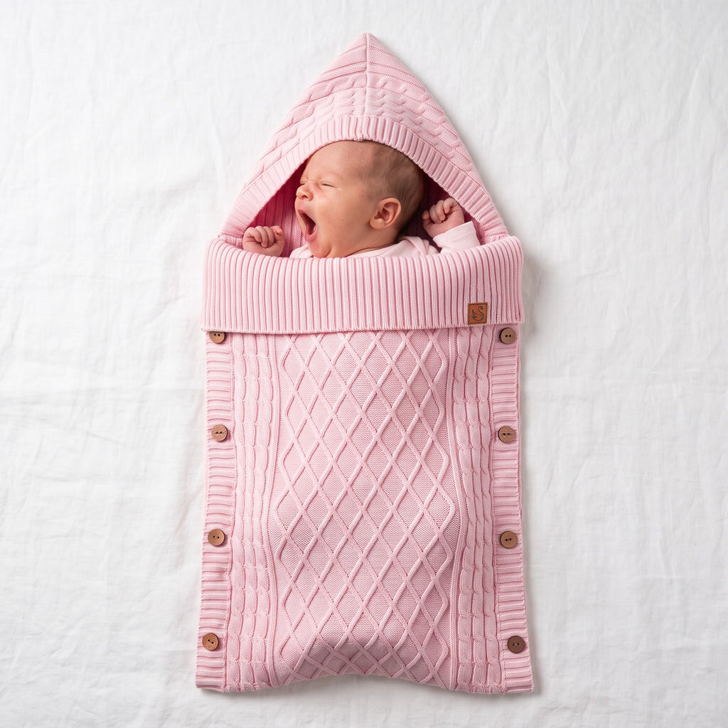 Cable Knit Baby Sleep Sack in Pink