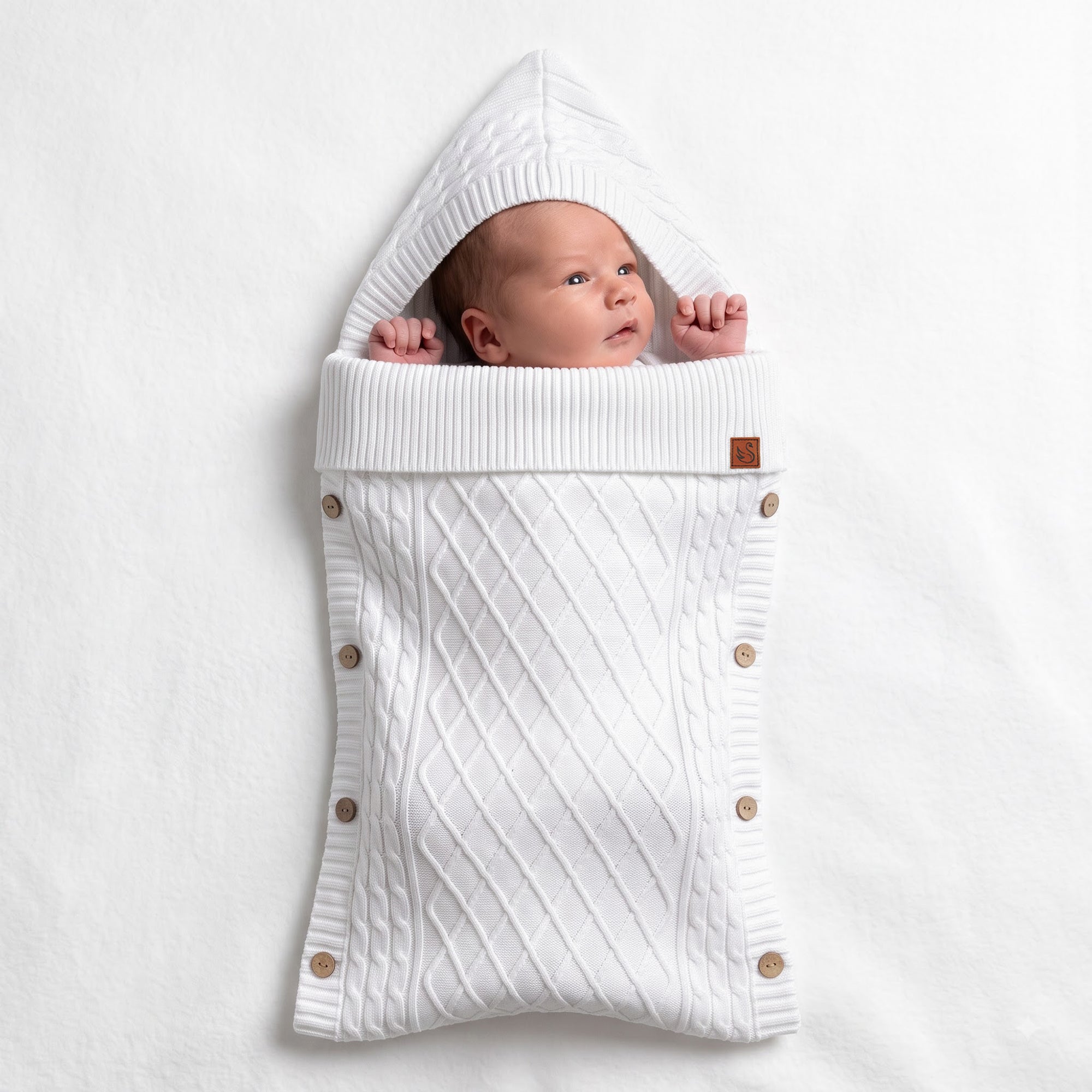 Cable Knit Baby Sleep Sack in White