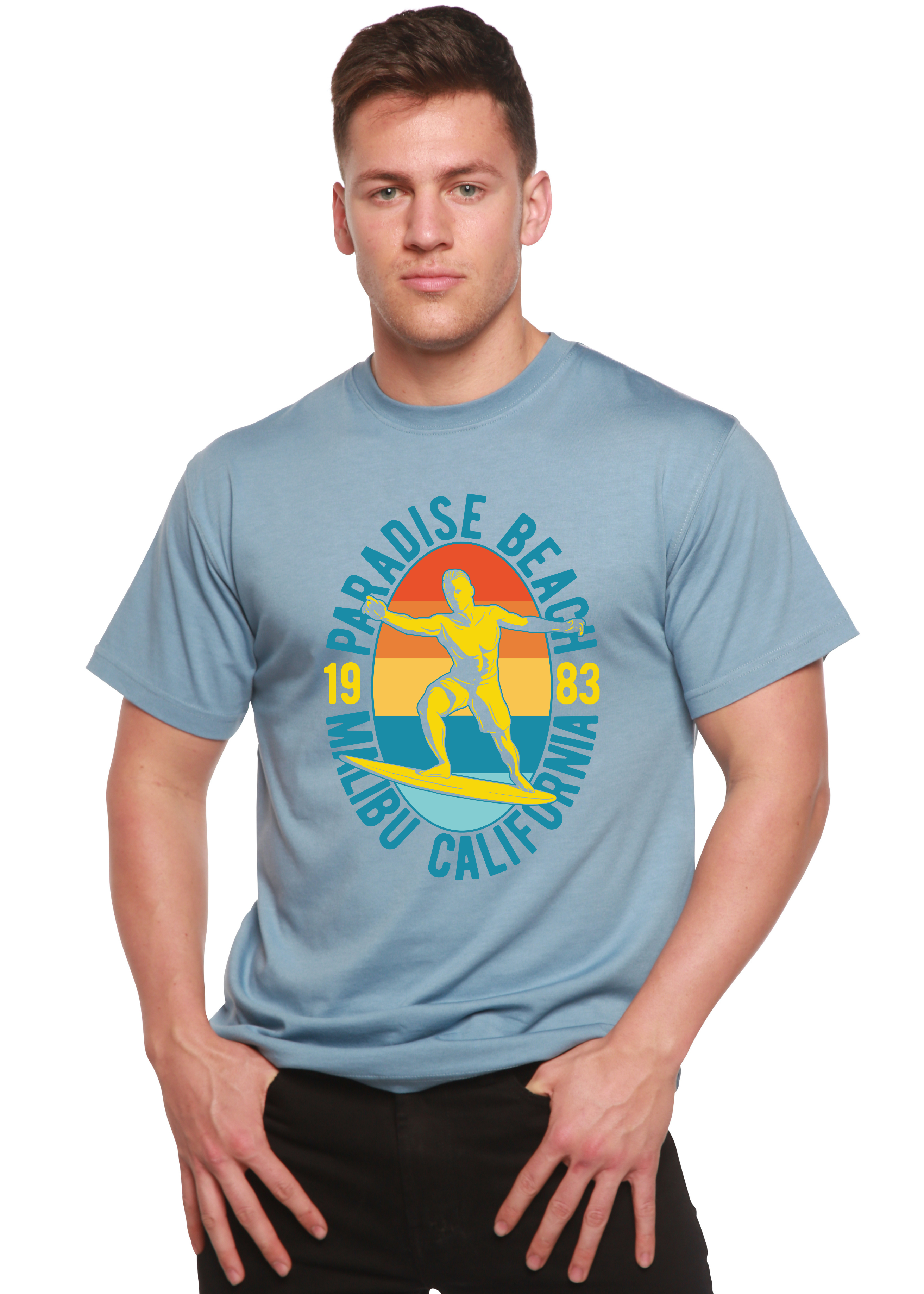 Paradise Beach 1983 Men's Bamboo Viscose/Organic Cotton Short Sleeve Graphic T-Shirt