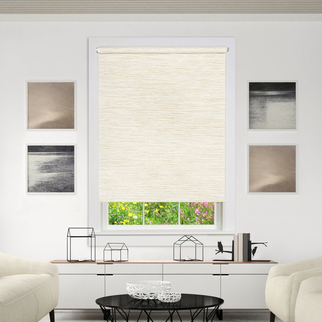 Privacy Jute Shade - Linen, Cordless, Natural Fiber, Wide Width, Decorative Window Treatment - 65x72