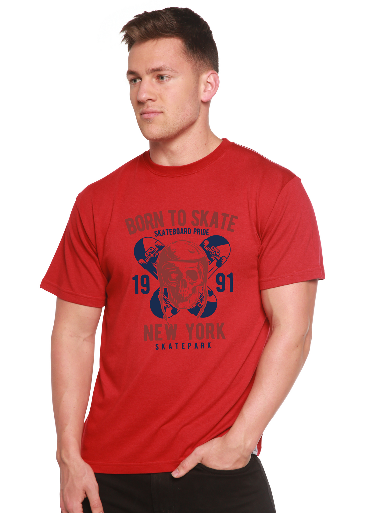 Born To Skate 1991 New York Men's Bamboo Viscose/Organic Cotton Short Sleeve Graphic T-Shirt