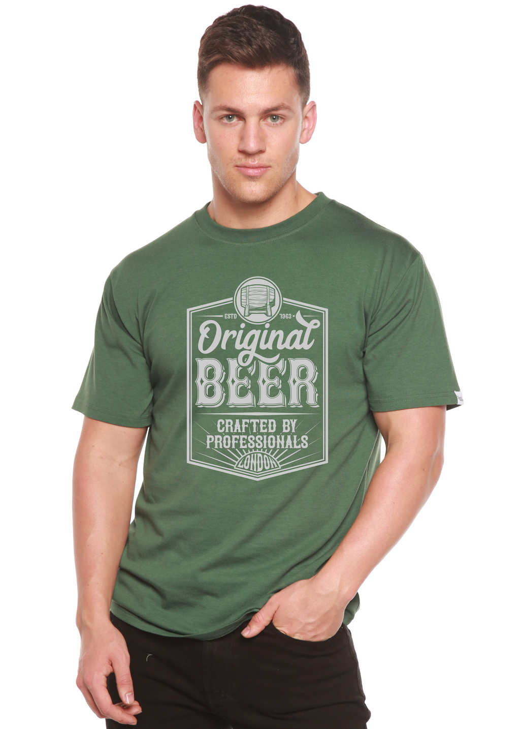 Original Beer Men's Bamboo Viscose/Organic Cotton Short Sleeve Graphic T-Shirt