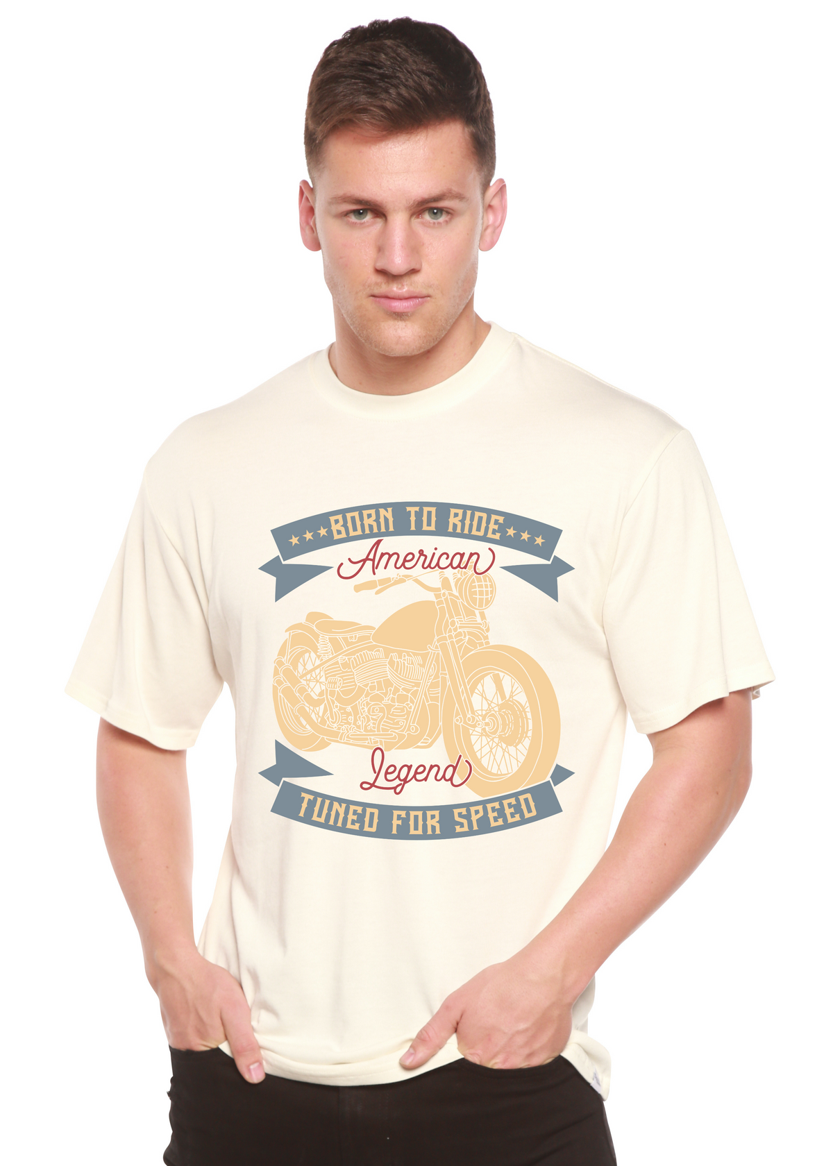 Born To Ride American Legend Men's Bamboo Viscose/Organic Cotton Short Sleeve Graphic T-Shirt