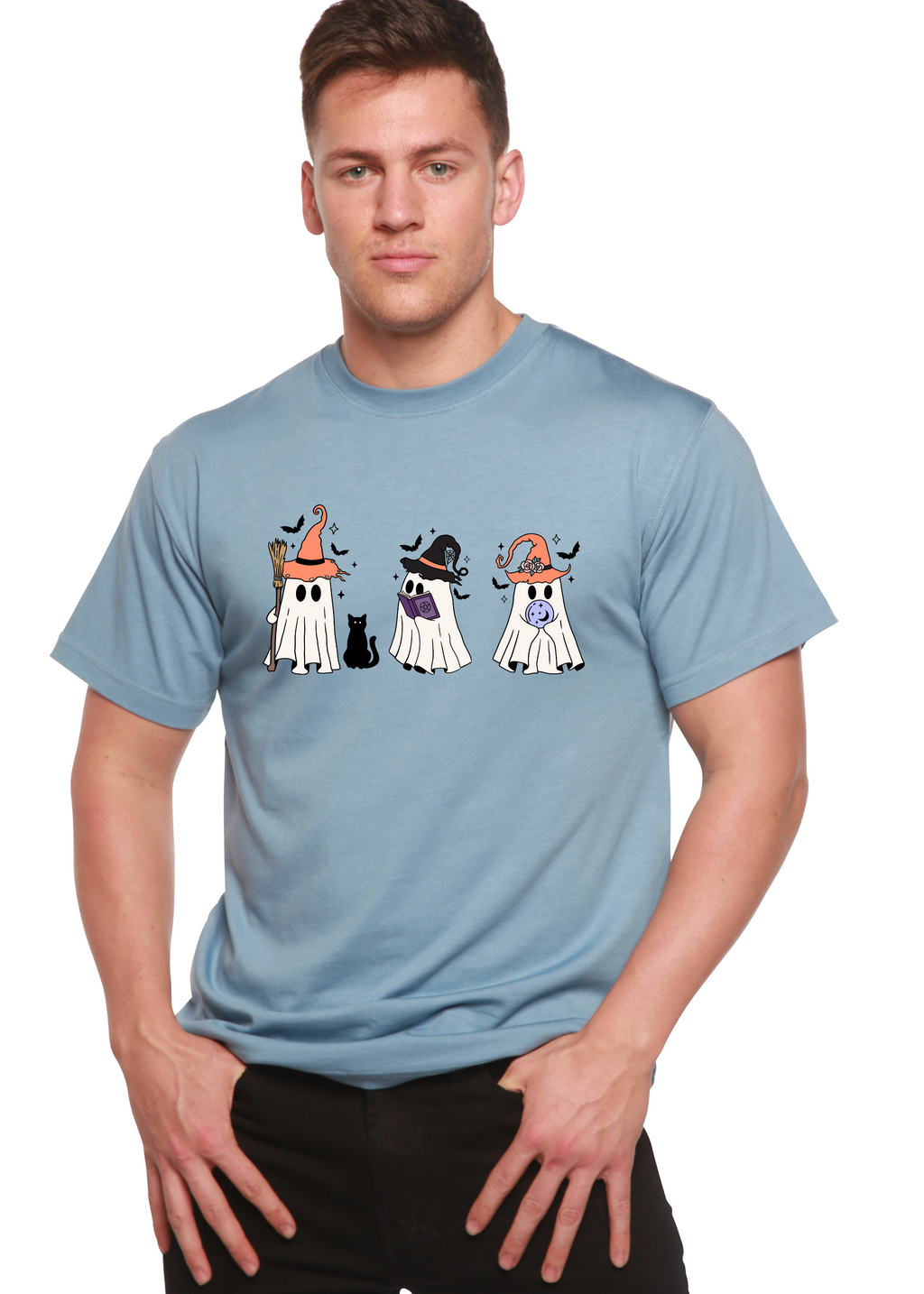 Halloween Boo Men's Bamboo Viscose/Organic Cotton Short Sleeve Graphic T-Shirt