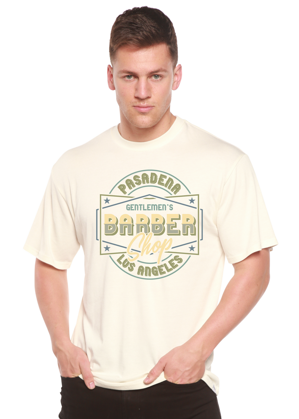 Gentlement's Barber Shop Men's Bamboo Viscose/Organic Cotton Short Sleeve Graphic T-Shirt