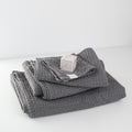 Linen Tales Dark Grey Linen & Cotton Honeycomb Waffle Towel Set