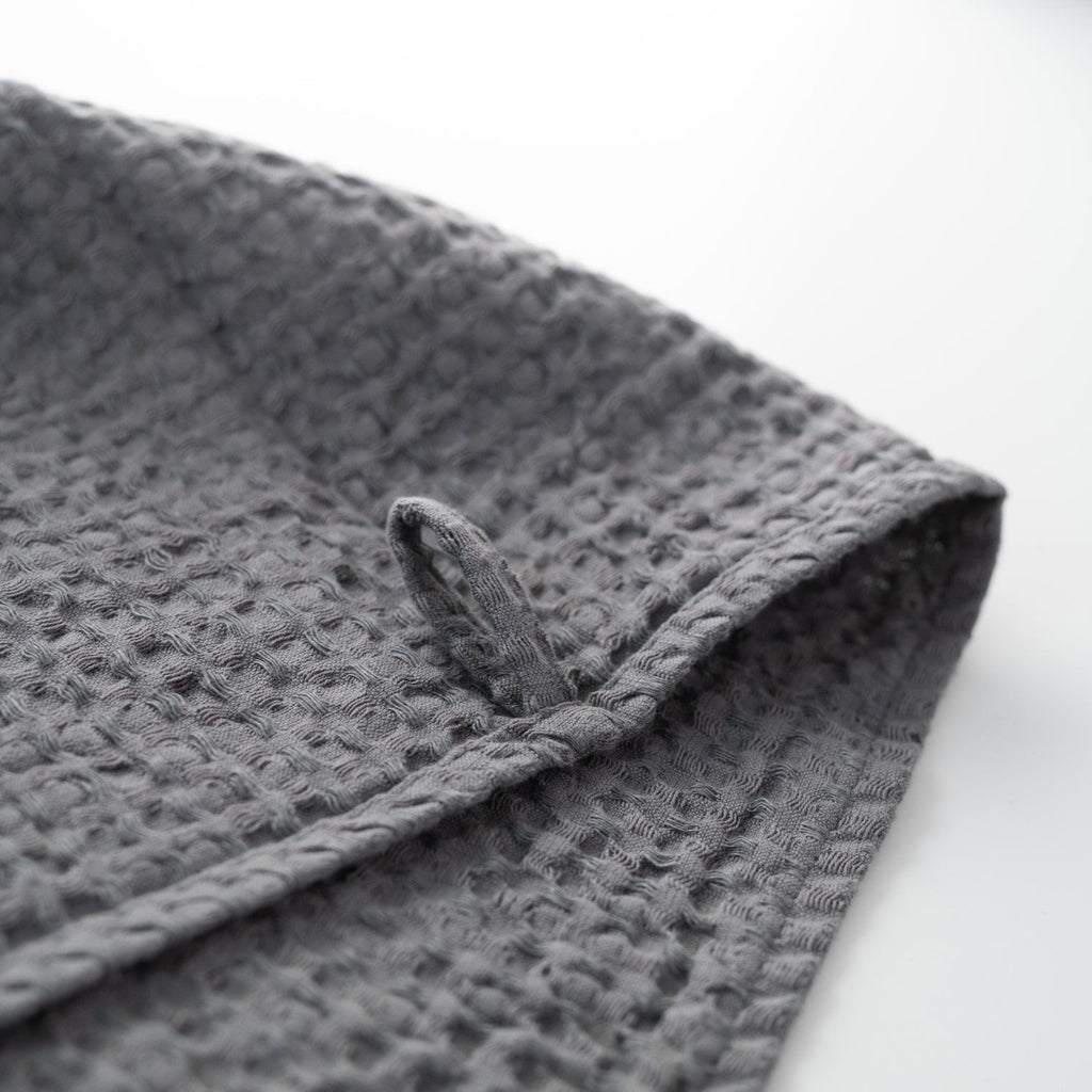 Linen Tales Dark Grey Linen & Cotton Honeycomb Waffle Towel Set