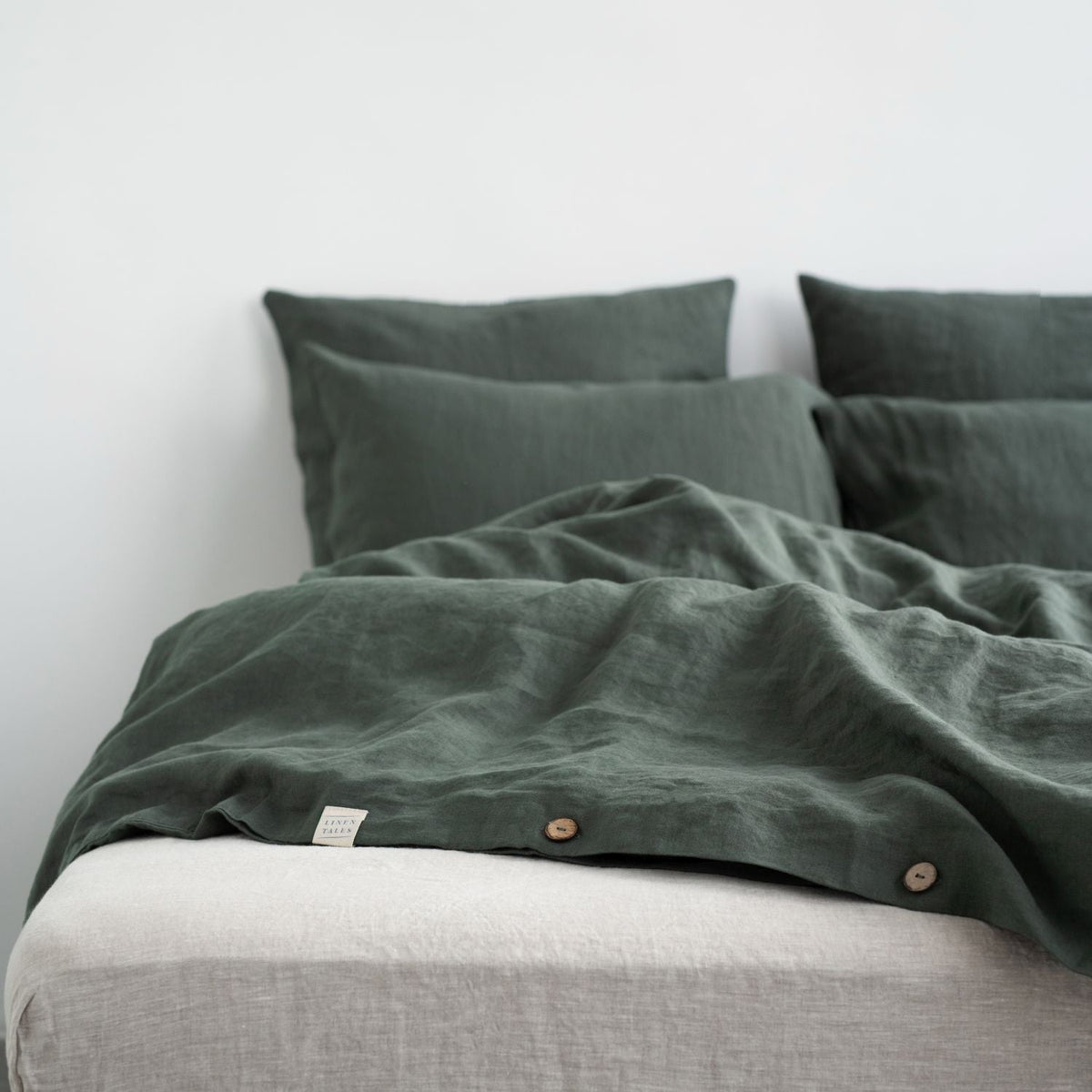 Linen Tales Forest Green Linen Duvet Cover Set