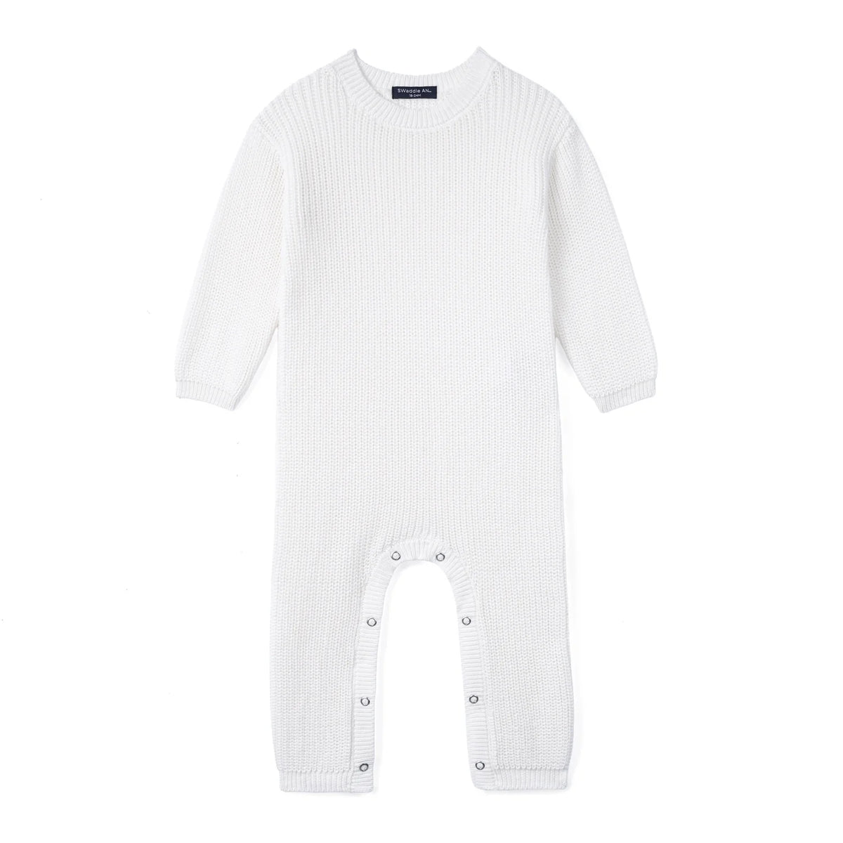 Baby Knit Romper Snap Closure in White