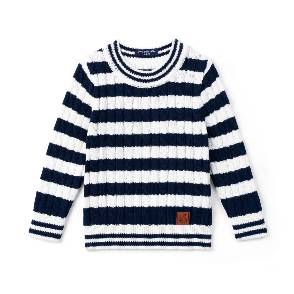 Striped Cable Knit Kids Sweater