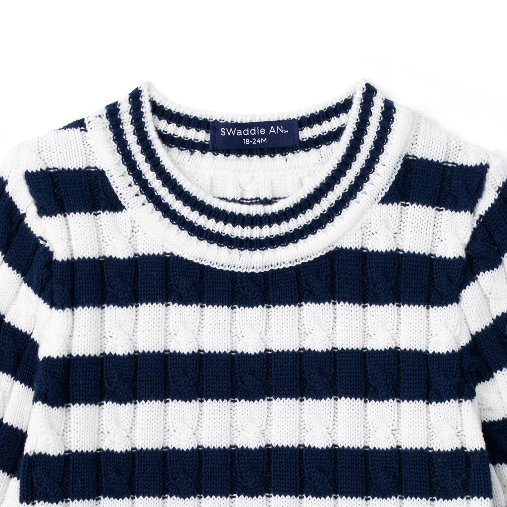 Striped Cable Knit Kids Sweater