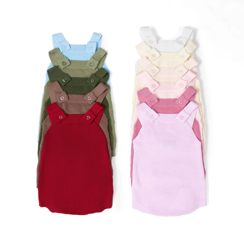 Baby Knit Button Strap Romper in Pink