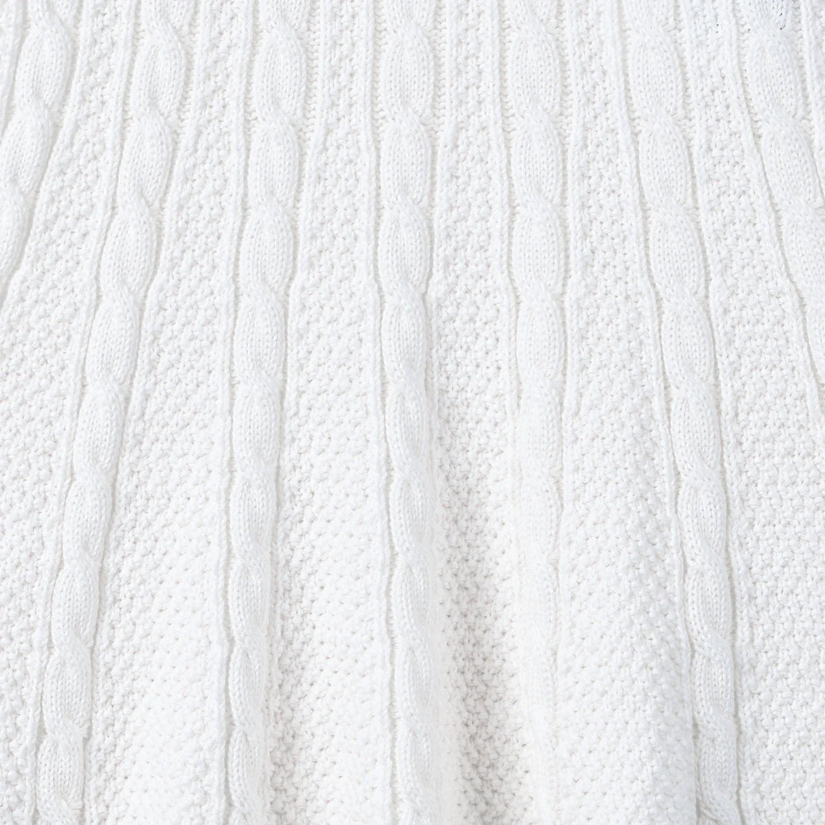 Cable Knit Polo Dress in White