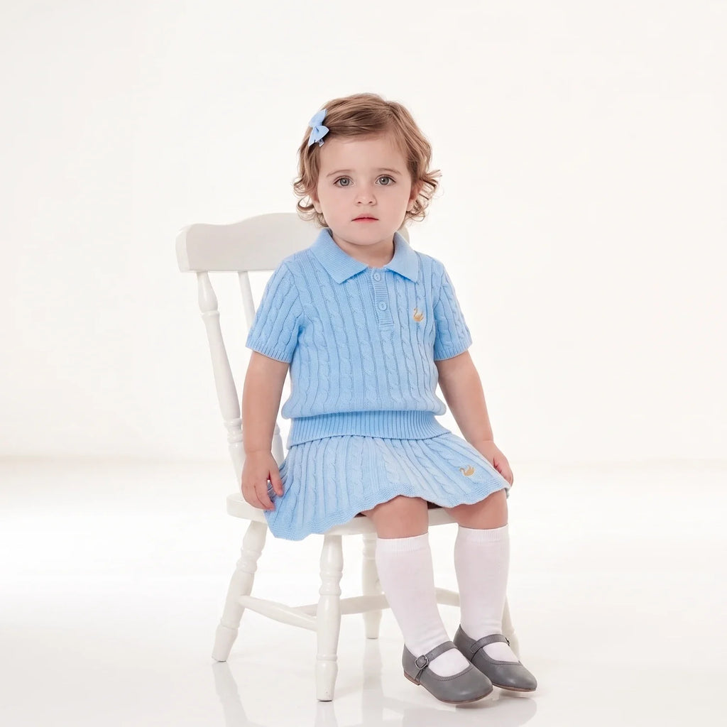 Cable Knit Skirts in Baby Blue