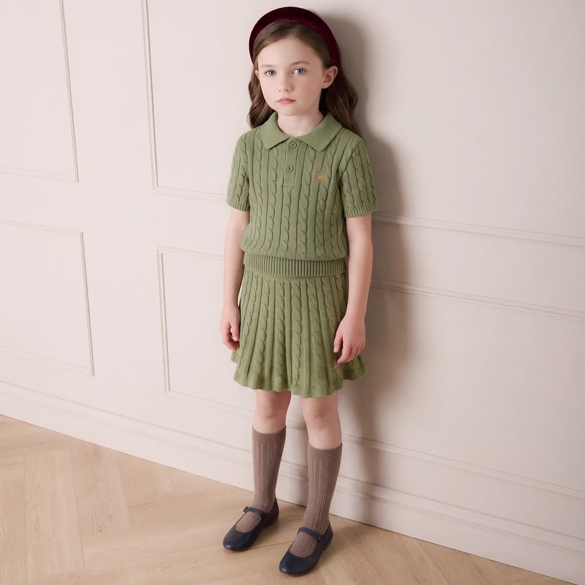 Cable Knit Skirts in Sage Green