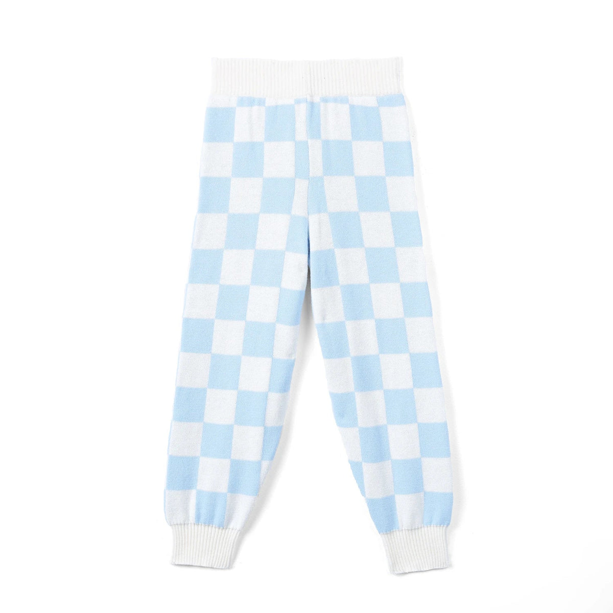 Blue Checker Knit Jogger Pants