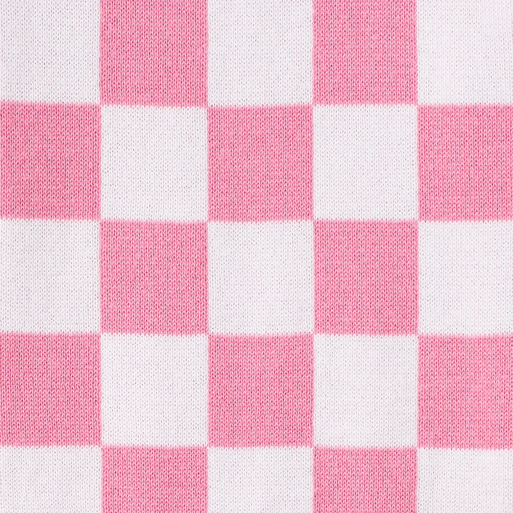 Pink Checker Baby Knit Button Romper