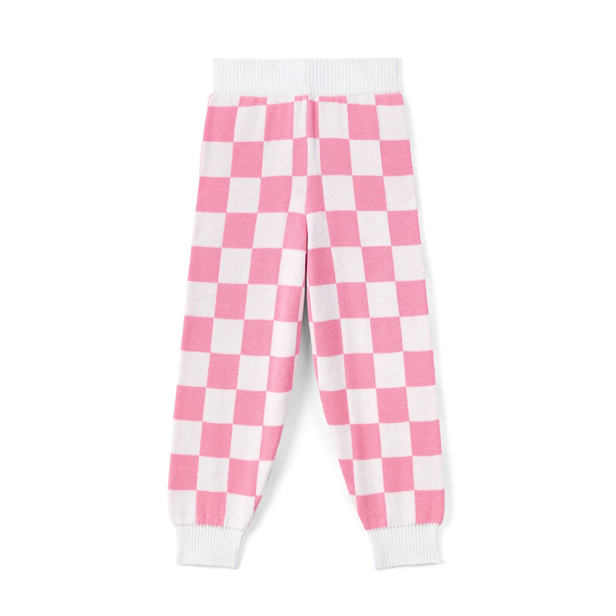 Pink Checker Knit Jogger Pants