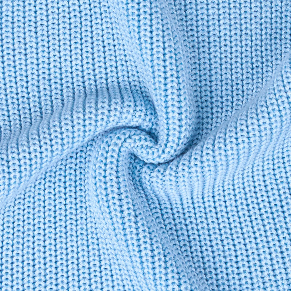Baby Knit Romper Snap Closure in Baby Blue