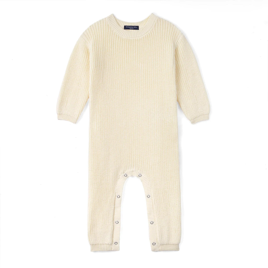 Baby Knit Romper Snap Closure in Cream