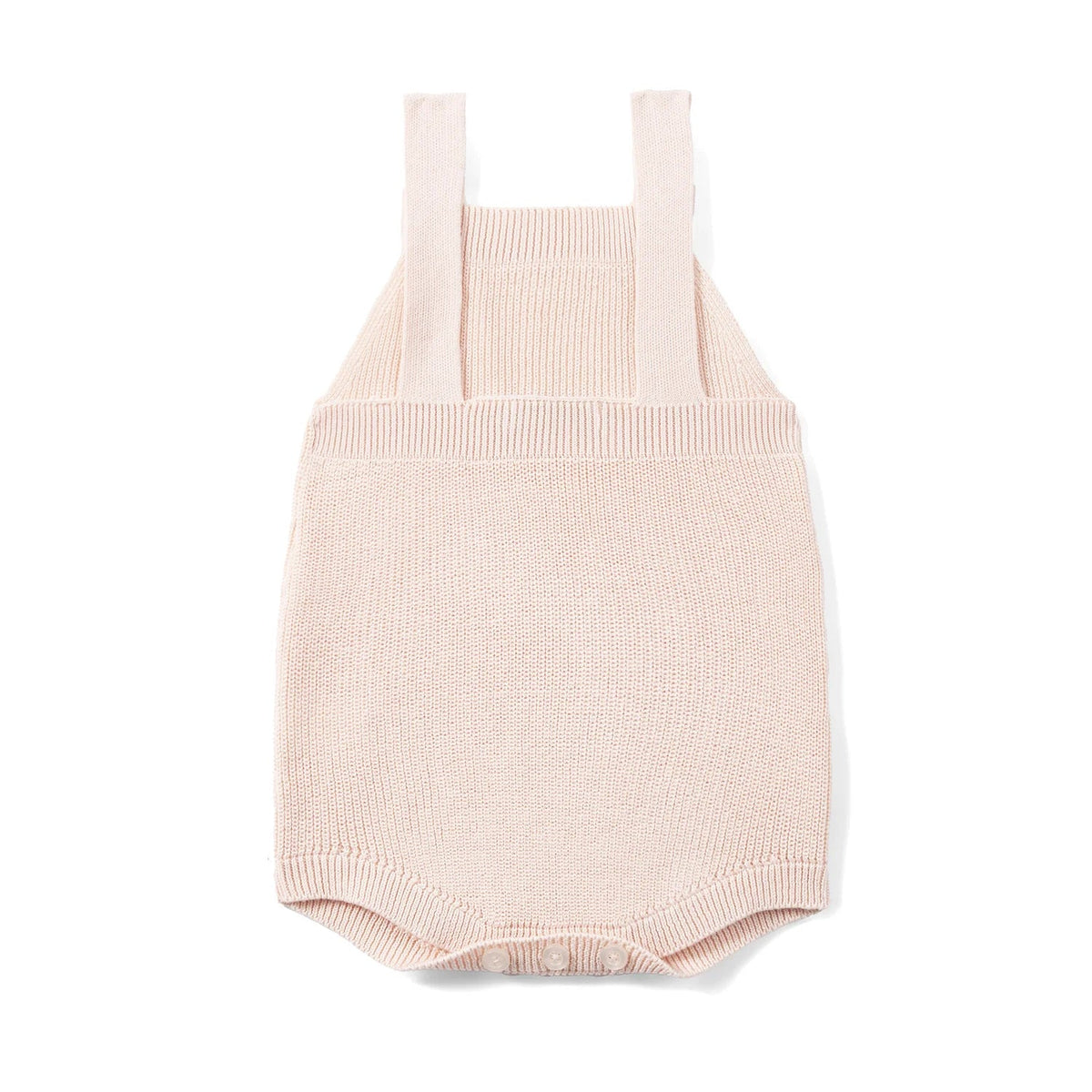 Baby Knit Button Strap Romper in Beige