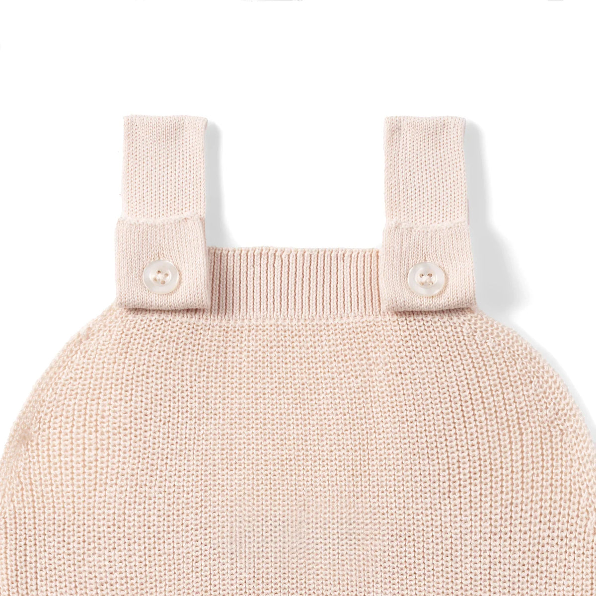 Baby Knit Button Strap Romper in Beige