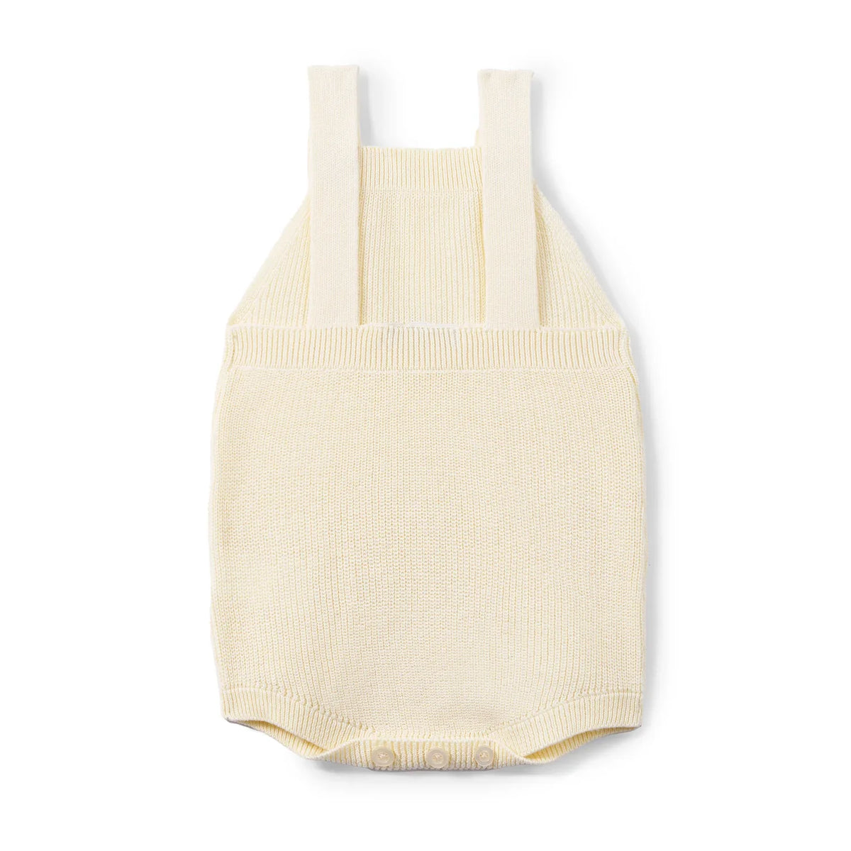 Baby Knit Button Strap Romper in Cream
