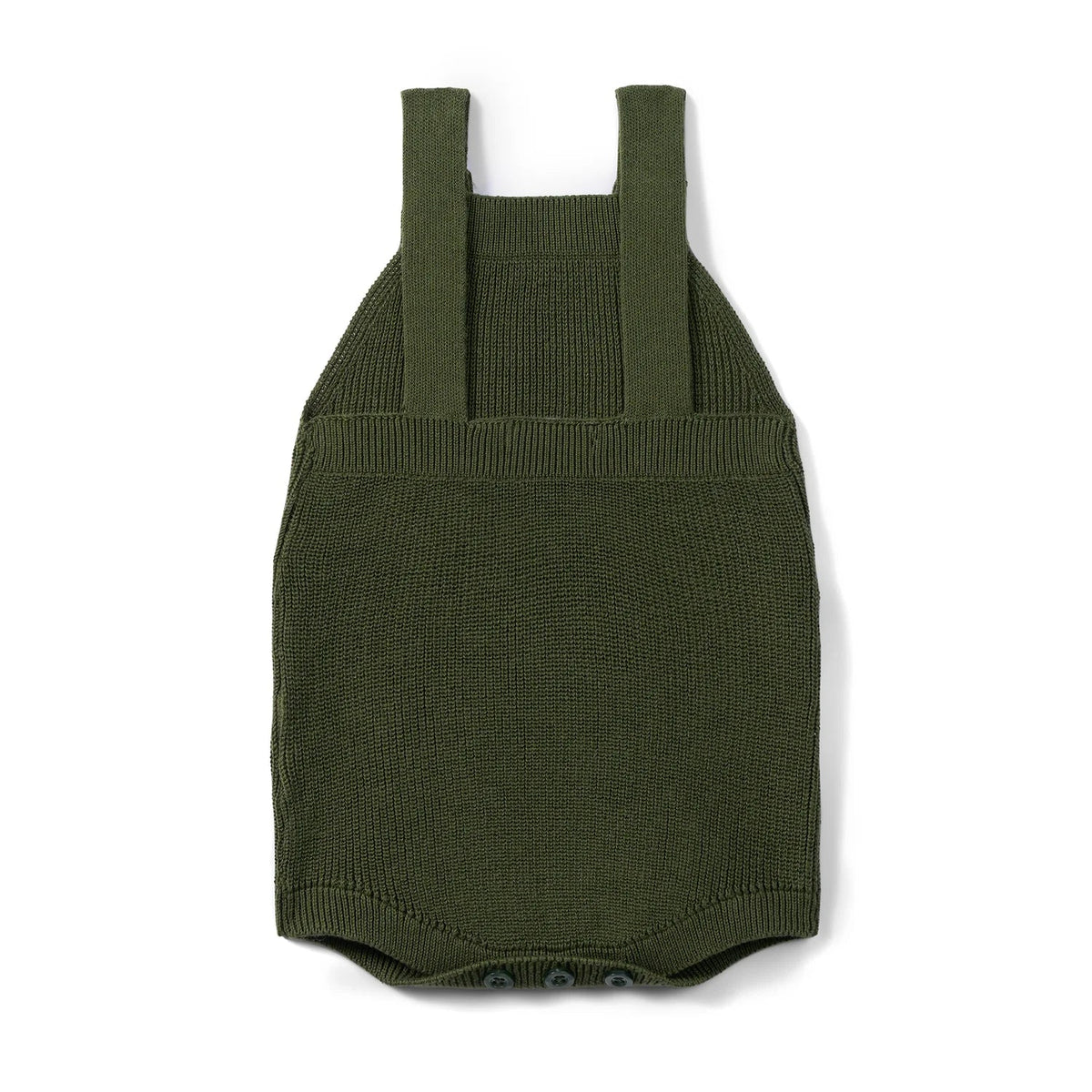 Baby Knit Button Strap Romper in Forest Green
