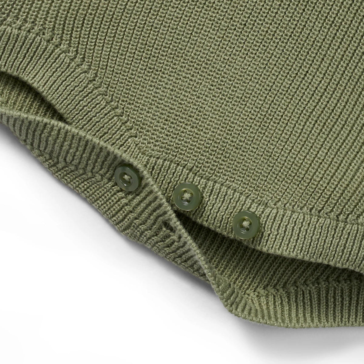 Baby Knit Button Strap Romper in Sage Green