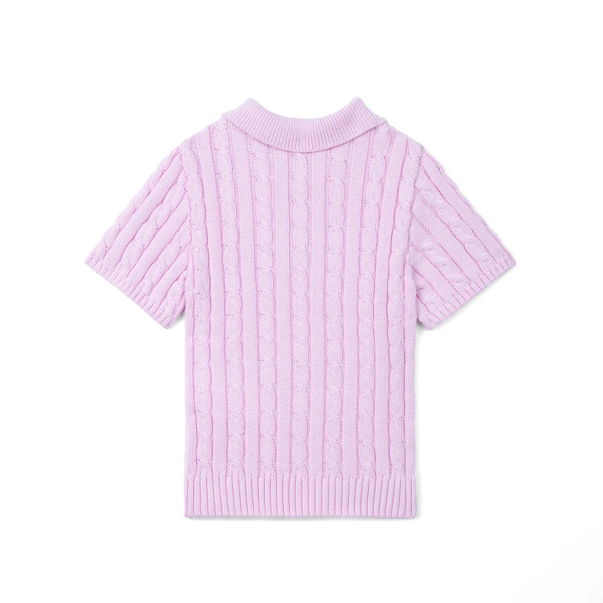 Cable Knit Polo Sweater in Lilac