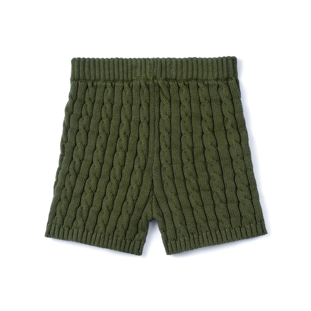 Cable Knit Short in Forest Green