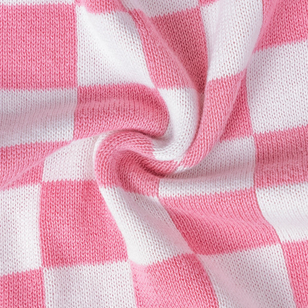 Pink Checker Knit Jogger Pants