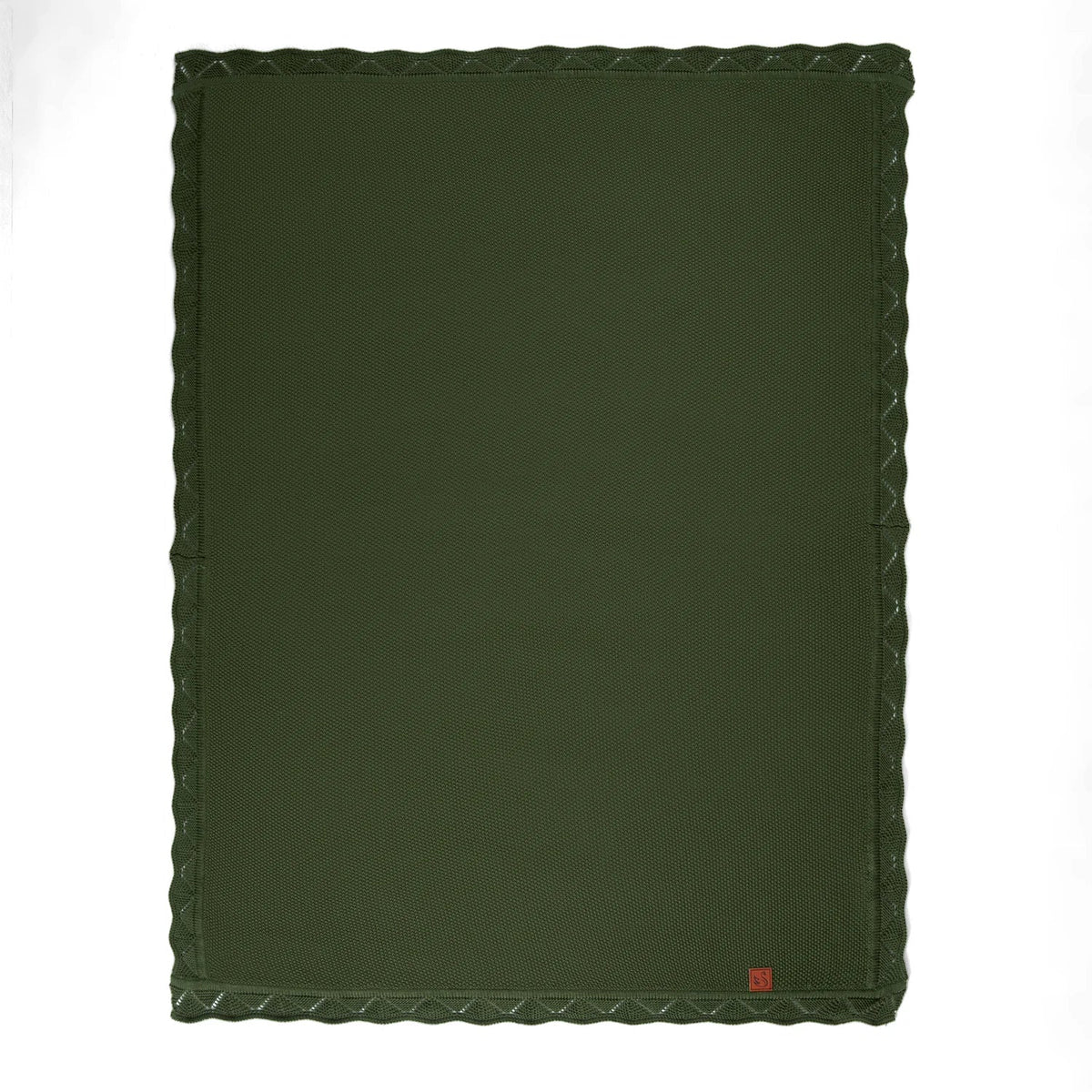 Heirloom Lace Knit Baby Blanket in Forest Green