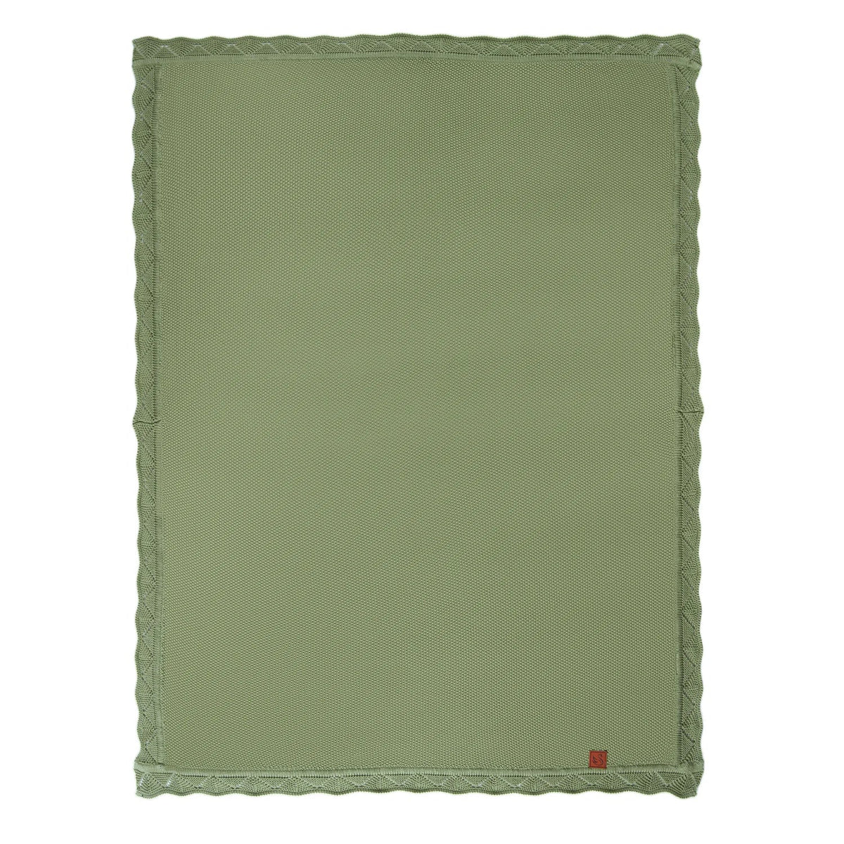 Heirloom Lace Knit Baby Blanket in Sage Green
