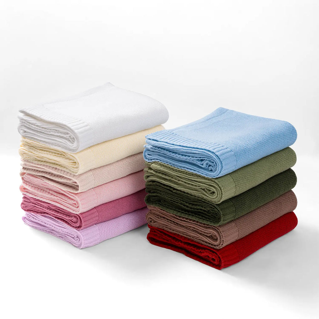Classic Knit Cotton Baby Blanket in Forest Green