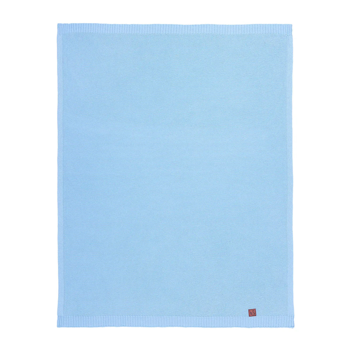 Classic Knit Cotton Baby Blanket in Baby Blue