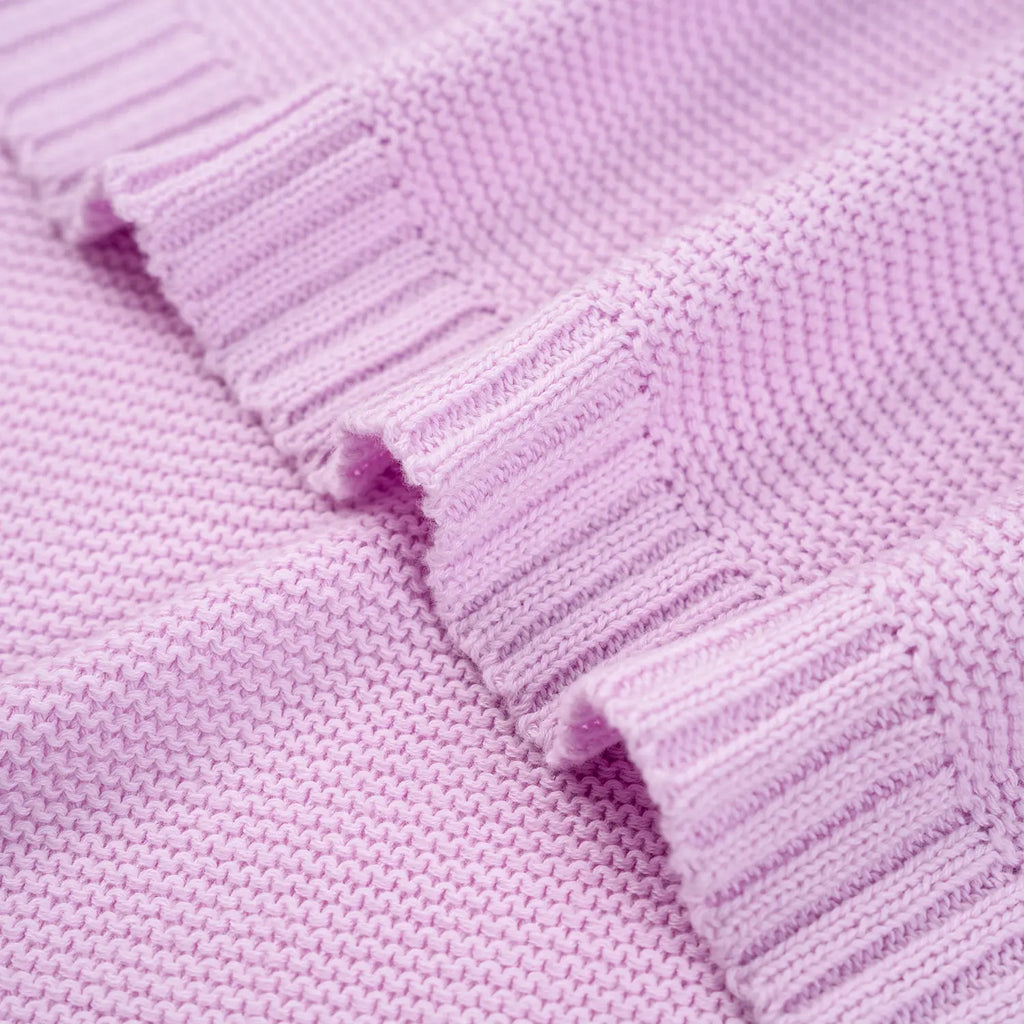 Classic Knit Cotton Baby Blanket in Lilac