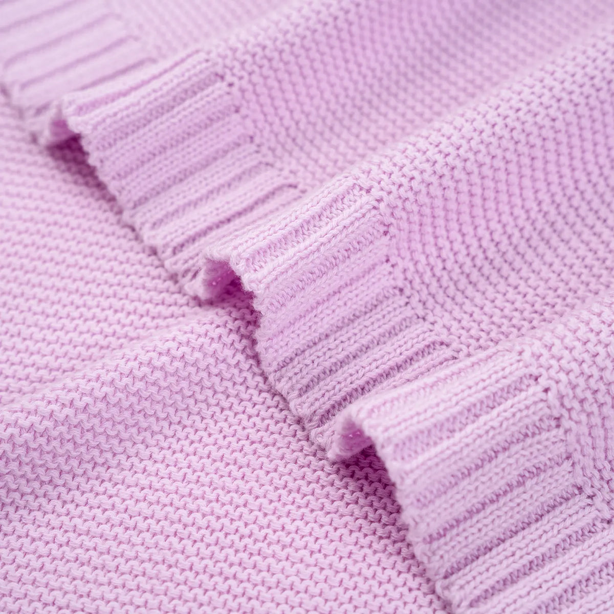 Classic Knit Cotton Baby Blanket in Lilac