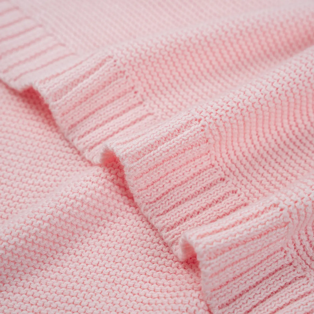 Classic Knit Cotton Baby Blanket in Pink