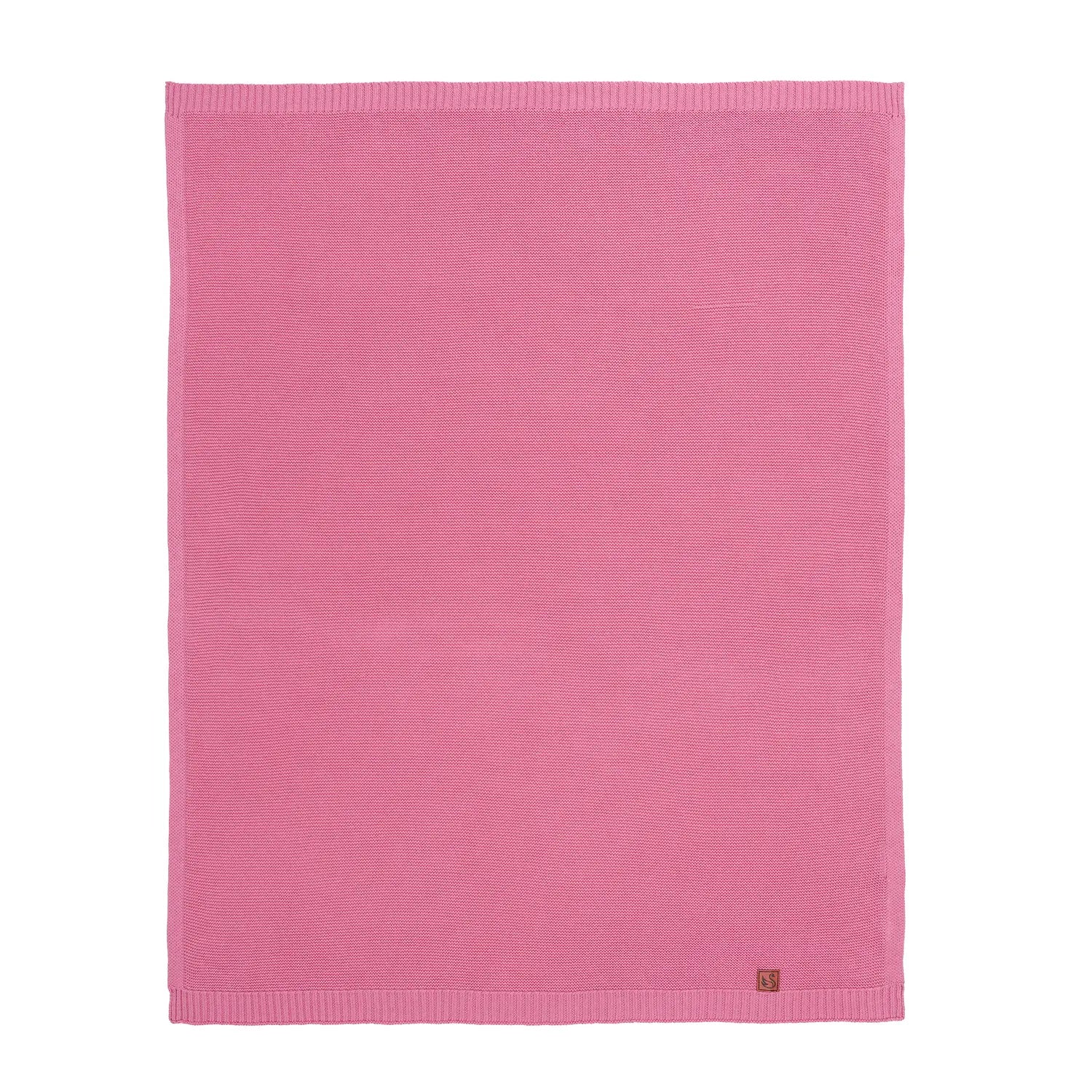 Classic Knit Cotton Baby Blanket in Rose Pink