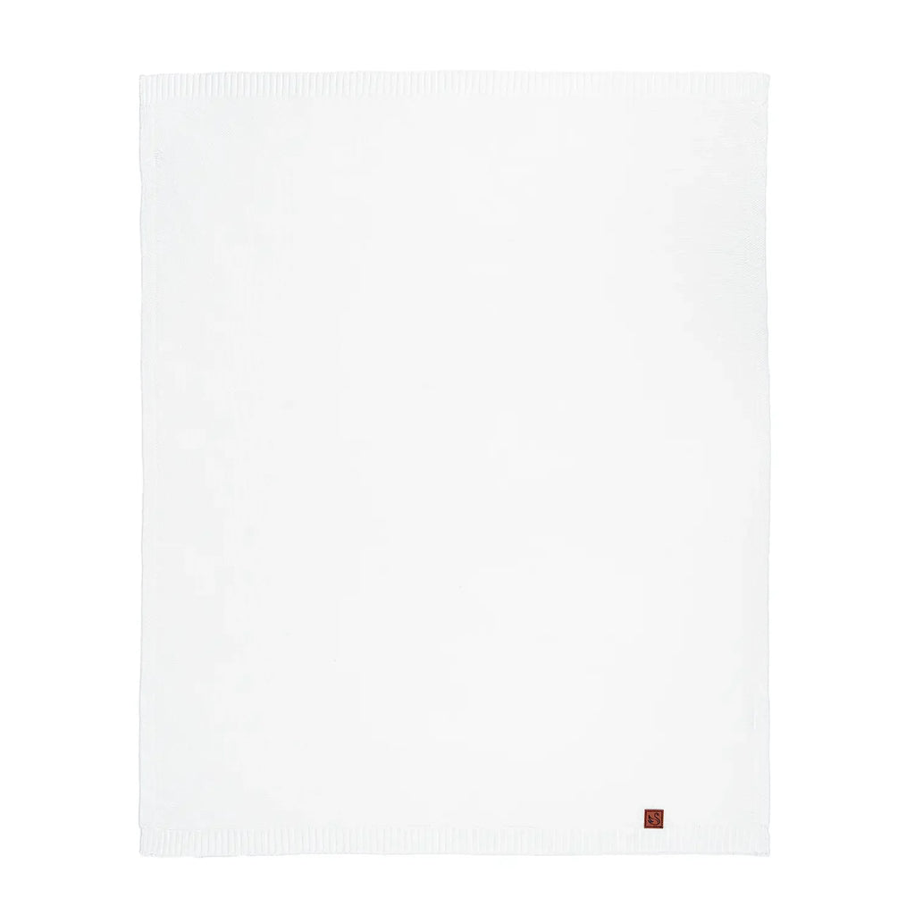 Classic Knit Cotton Baby Blanket in White