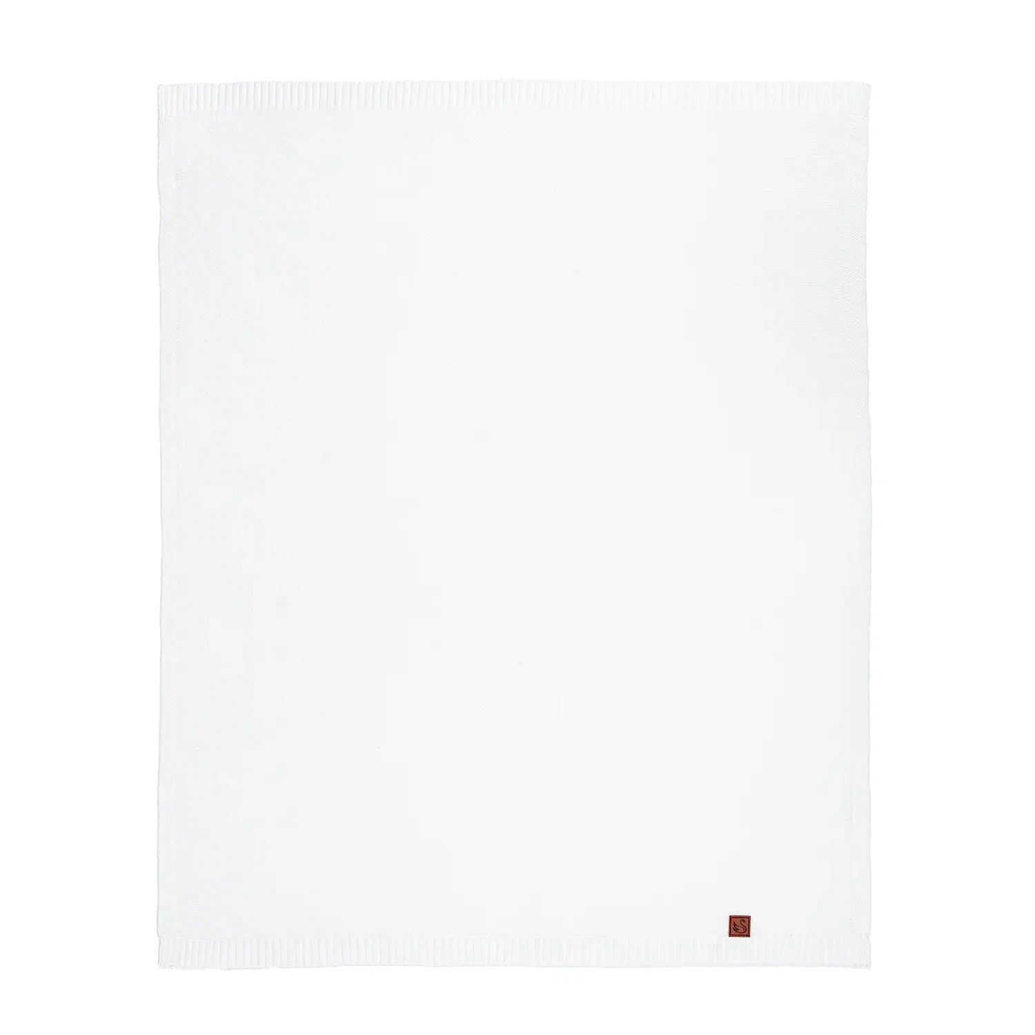 Classic Knit Cotton Baby Blanket in White
