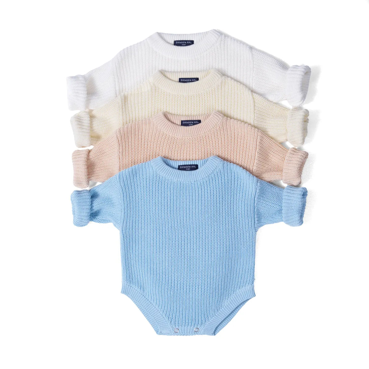 Classic Chunky Knit Baby Romper in Beige