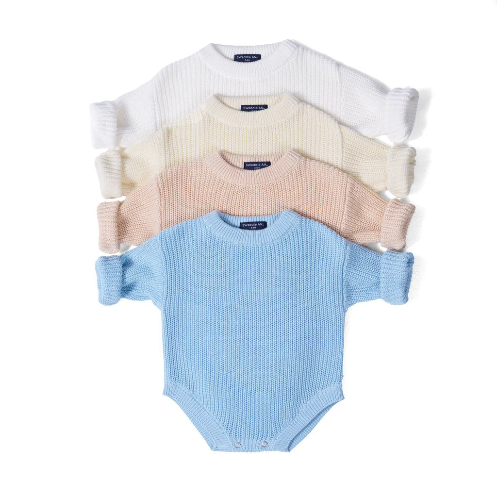Classic Chunky Knit Baby Romper in Cream