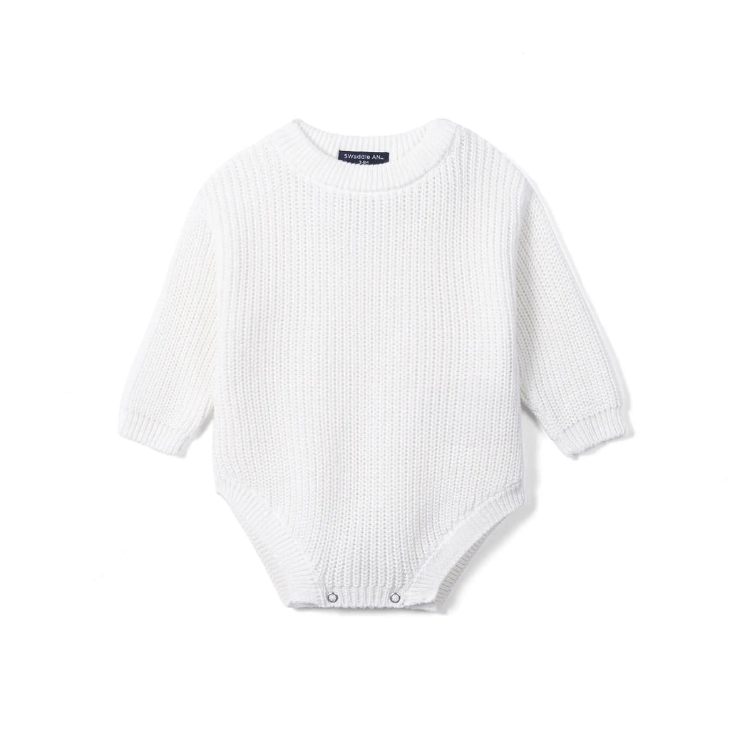 Classic Chunky Knit Baby Romper in White