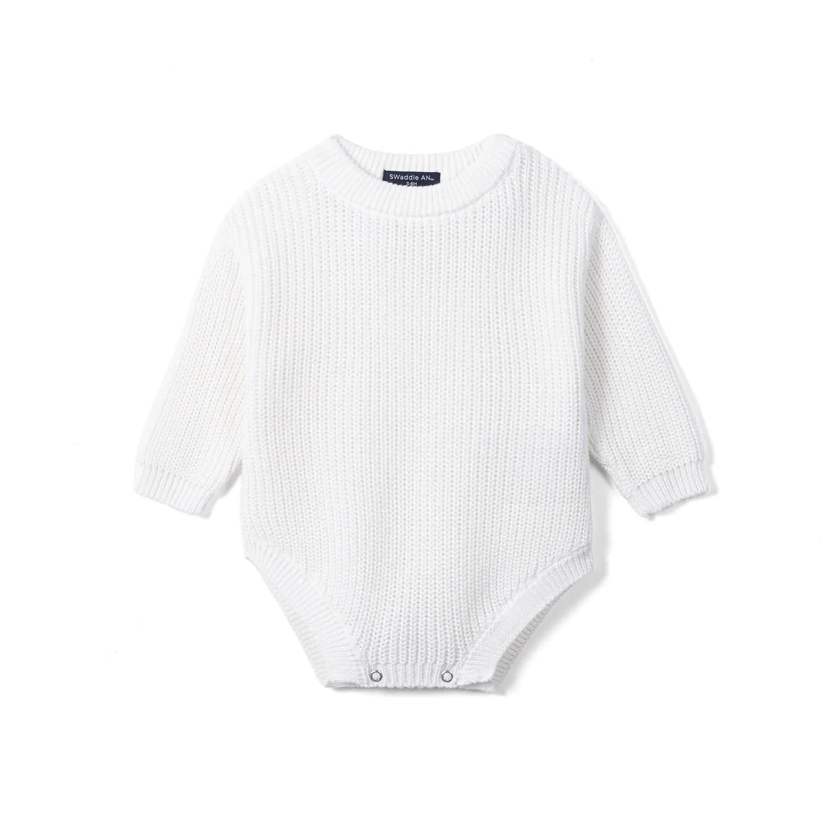 Classic Chunky Knit Baby Romper in White