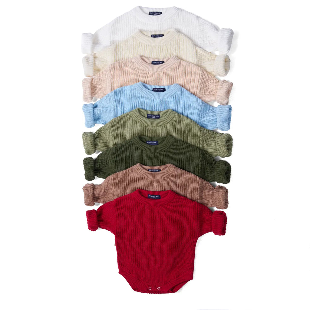 Classic Chunky Knit Baby Romper in White