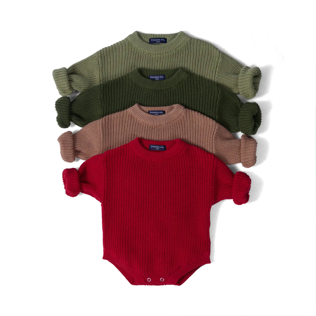 Classic Chunky Knit Baby Romper in Forest Green